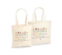 Unibly Borsa personalizzata in cotone per insegnante ostetrica collega, 200 g/m², certificato Oeko-Tex, borsa per la spesa, sacchetto di iuta, Fiori dell'educatore, m
