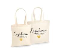 Unibly Borsa personalizzata in cotone per insegnante ostetrica collega, 200 g/m², certificato Oeko-Tex, borsa per la spesa, sacchetto di iuta, Educatore con cuore, m