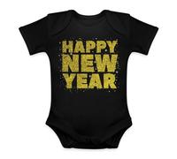 Unibly Happy New Year Confetti Fuochi d'artificio | Capodanno Natale Xmas Baby Body, Nero , 18 mesi