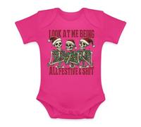 Unibly Look at me being all festive & shit scheletro | Natale Natale X-Mas Baby Body, Colore: rosa., 6 mesi