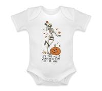 Unibly Scheletro retrò con zucca | It's The Most Wonderful Time | Costume di Halloween Baby Body, bianco, 0 mese