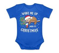 Unibly Wake me up when it's Christmas bradipo rametto di vischio natale per dormire pigri | Natale Natale X-Mas Baby Body, Blu, 18 mesi