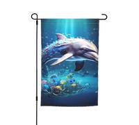 Unica stampa 3D delfino 30,5 x 45,7 cm bandiera da giardino per tutte le stagioni decorazione esterna per cortile patio portico e bandiera prato