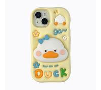 Unichthy Compatibile con iPhone 14 Custodia per bambini e ragazze 3D Cartoon Cover in morbido silicone | Simpatica anatra cavalletto | Personaggio animale divertente antiurto custodia protettiva in