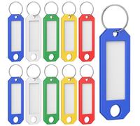 Uniclife 10 pezzi portachiavi, 5 colori con etichette, etichette per portachiavI, identificatori in plastica con anello diviso, portachiavi vuoti per casa, ufficio e scuola,5,8 x 2 cm