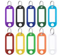 Uniclife 100 pezzi Targhette Portachiavi 5 cm di Plastica Morbida Portachiavi con Etichetta di Carta Vuota Pellicole Protettive per Finestre Trasparenti e Anelli Divisori, 10 Colori