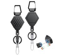 Uniclife 2 Pcs Porte-Clés Rétractable Renforcé avec Fermeture Magnétique, Enrouleur de Badge Rétractable pour jusqu'à 454 g, Porte-Badge avec Cordon Dyneema 78 cm, Boîtier ABS, Clip Ceinture et Grande