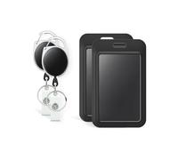 Uniclife 2 Pezzi Porta Badge Scorrevole Portabadge in Plastica Nera Custodia Protettiva in Plastica con Finestra Trasparente per Ufficio Scuola ID Carte di Credito Chiavi di Prossimità Licenze e Pass