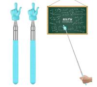 Uniclife 2 Pezzi Puntatore a Dito Telescopico per Insegnanti Mini Puntatore a Dito Retrattile & Bastone Puntatore a Dito per Aula scolastica, Puntatore a Mano Estendibile, Fino a 55 cm, Azzurro Chiaro