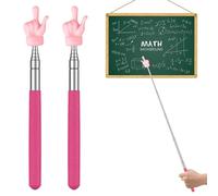 Uniclife 2 Pezzi Puntatore a Dito Telescopico per Insegnanti Mini Puntatore a Dito Retrattile & Bastone Puntatore a Dito per Aula scolastica, Puntatore a Mano Estendibile, Fino a 55 cm, Rosa