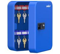 Uniclife 20 chiavi Cassetta di sicurezza con codice, cassetta di sicurezza da parete per chiavi, organizer per chiavi, armadietto per chiavi, cassetta per riporre le chiavi, blu