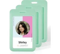 Uniclife 3 Pezzi Porta Badge Scorrevole in Plastica Verde Custodia Protettiva in Plastica con Finestra Trasparente per Ufficio Scuola ID Carte di Credito Chiavi di Prossimità Licenze e Pass