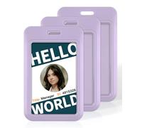 Uniclife 3 Pezzi Porta Badge Scorrevole in Plastica Viola Custodia Protettiva in Plastica con Finestra Trasparente per Ufficio Scuola ID Carte di Credito Chiavi di Prossimità Licenze e Pass