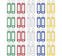 Uniclife 40 pezzi portachiavi, 5 colori con etichette, etichette per portachiavI, identificatori in plastica con anello diviso, portachiavi vuoti per casa, ufficio e scuola,5,8 x 2 cm