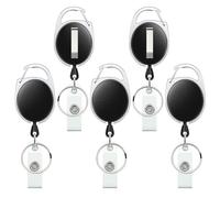 Uniclife 5 Pack avvolgitore di badge retrattile portabadge Portachiavi uso intensivo Forte involucro in ABS bobina a molla in acciaio inossidabile 60 cm corda Clip a moschettone e anello portachiavi