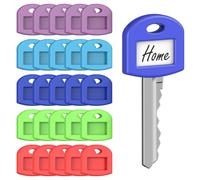 Uniclife Copritasti da 50 pezzi, identificatori da 2,54 cm con etichette, copritasti morbidi ed elastici, graziosi protettori per chiavi standard, 5 colori