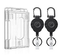 Uniclife Porta Badge a 2 Carte con Scanalatura per Pollice Custodia Verticale in Plastica con Porta Badge Retrattile Portachiavi Allungabile fino a 226 g Portabadge per Ufficio Scuola, 2 Pezzi