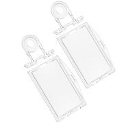 Uniclife Porta Badge Identificativo con Chiusura a Chiave Custodia in Plastica Rigida Verticale e Orizzontale con Perno per Chiave Portabadge per Carte d'Credito l'Ufficio e l'Scuola, 2 Confezioni
