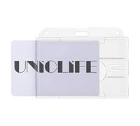 Uniclife Porta Badge Orizzontale a 2 Carte con Slot per il Pollice Custodia Protettiva Rigido in PC Trasparente per Ufficio Scuola Carte d'Identità Carte di Credito Patenti e Tessere, Confezione da 2