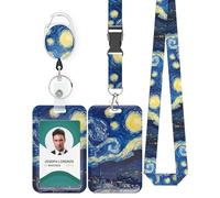 Uniclife Porta Badge Scorrevol La Notte stellata di Van Gogh Modello Titolare Della Carte Plastica Retrattile Moschettone Staccabile Cordino Carta Verticale l'ufficio Lavoratore Infermiere Insegnante