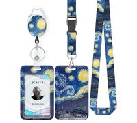 Uniclife Porta Badge Scorrevol La Notte stellata Modello Titolare Della Carte Plastica Retrattile Moschettone Staccabile Cordino Carta Verticale l'ufficio Lavoratore Infermiere Insegnante