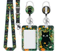 Uniclife Porta Badge Scorrevol Marbling Modello Motivo Gatto della Foresta Titolare Della Carte Plastica Retrattile Moschettone Staccabile Cordino Carta Verticale l'ufficio Lavoratore Student