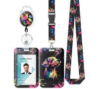 Uniclife Porta Badge Scorrevole Alla Moda Cane Custodia in Plastica con Clip a Moschettone per Badge Retrattile e Cinghia di Cordino Staccabile Protettore di Carte Verticali in Rilievo per Lavoratore