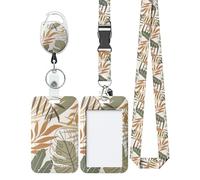 Uniclife Porta Badge Scorrevole Floreale Monstera Leaves Custodia in Plastica con Clip a Moschettone Retrattile per Badge & Cinghia di Cordino Staccabile Protettore di Carte Verticale Alla Moda