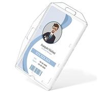 Uniclife Porta Badge Verticale e Orizzontale a 1 Carta con Slot per il Pollice Custodia Protettiva Rigido in PC Trasparente per Ufficio Scuola Carte d'Identità Carte di Credito e Tessere, 2 Pezzi