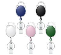 Uniclife Portachiavi Retrattile con Chiusura Magnetica retrattile portabadge Portachiavi retrattile Forte involucro in ABS colorato acciaio inox 60 cm nylon moschettone e anello portachiavi, 5 Colori