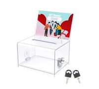 Uniclife Scatola di Donazione Acrilica con Serratura e Porta-Segno Scatola di Votazione Trasparente con Fessura Contenitore Plastica per Raccolta Suggerimenti La Raccolta di Fondi, 15,7 X 12 X 10,2 cm