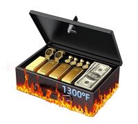 Uniclife Scatola portadocumenti ignifuga con chiave e maniglia per il trasporto - Grande scatola di sicurezza per documenti - Cassaforte impermeabile per oggetti di valore, passaporti contanti