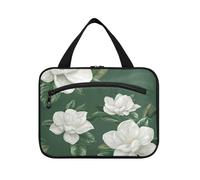 Unico Gardenia Fiore Verde e Bianco Hanging Toiletry Borse per le Donne con Gancio, Designer Chic Travel Bag Toiletry per Signore Zaino Estuches para maquillaje L