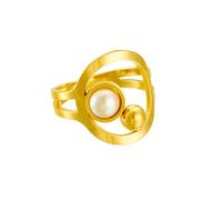 Unico Geometrico Open Statement Anello In Acciaio Inox Perla Sfera Rotonda Cerchio Regolabile Finger Anelli di Fidanzamento Wedding Promise Bands Oro Placcato Gioielli Eleganti per le Donne