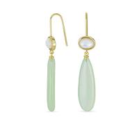 Unico Geometrico Ovale Lineare Lunga Natura Goccia Lacrima Multi-Tier Naturale Verde Chiaro New Jade Serpentine Gemstone Partito Pendenti Goccia Orecchini Per Le Donne In Oro Rosa Placcato Argento