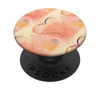 Unico motivo a pennello su tela ad acquerello in pesca e PopSockets PopGrip Adesivo