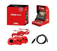 UNICO MVS Mini Arcade e set di 2 controller rossi [cavo HDMI incluso], con 45 giochi SNK con licenza ufficiale preinstallati, regali per adulti e bambini