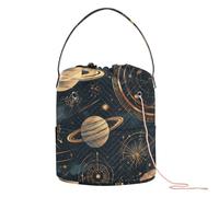 Unico Pianeta Stelle Nero e Oro Linea Semplice Borsa Da Viaggio Portatile Organizzatore di Immagazzinaggio per Ferri Da Maglia Hilo para tejer bolsas