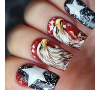 Unico Press On Nails Celebrate Independence Day 24pcs falso con stella modellato per feste e festival manicure accessori unghie