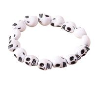 Unico teschio Bead Stretch per Party Wear Elegante Resina Perline Handchain Gioielli Versatile Fashion Wristband Trendy Skull Jewelry, Misura unica, come descritto