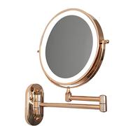 UNICOKA Specchio da Trucco a Parete con Luce, Specchio da Barba a 3 modalità di Colore Specchio ingranditore Rotondo da 8 Pollici Specchio Estensibile Specchio cosmetico in Oro Rosa Specchio di Bell