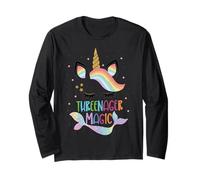 Unicorn 3rd Birthday Rainbow Sparkle Party for Girls Maglia a Manica