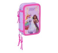 Unicorn Academy - Astuccio scolastico con 37 utili inclusi, astuccio per bambini, ideale per bambini dai 5 ai 14 anni, comodo e versatile, qualità e resistenza, 12,5 x 5,5 x 19,5 cm, viola, M, Casual