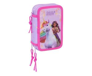 Unicorn Academy - Astuccio scolastico con 37 utili inclusi, astuccio per bambini, ideale per bambini dai 5 ai 14 anni, comodo e versatile, qualità e resistenza, 12,5 x 5,5 x 19,5 cm, viola, M, Casual