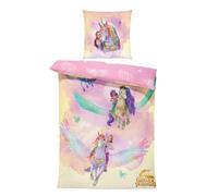 Unicorn Academy Biancheria da letto da bambina, 135 x 200 cm, in microfibra | Con Sophia, Wildstar e amici, biancheria da letto double-face 135 x 200 cm + 80 x 80 cm, chiusura lampo