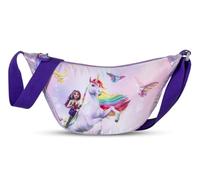 Unicorn Academy Borsa a tracolla per bambini, con scomparto principale con cerniera, 2 scomparti interni e tracolla regolabile, viola, 16 x 33 x 8 cm, 2 litri, leggera per tutti i giorni, tempo libero