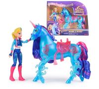 Unicorn Academy Set - Isabel e Unicorn River con vera criniera e coda e spazzola, circa 12 cm personaggi originali della popolare serie Netflix, per bambini dai 4 anni in su