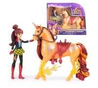 Dreamworks Dragons Unicorn Academy Set - Valentina e Unicorn Cinder con vera criniera e coda e spazzola, circa 12 cm personaggi originali della popolare serie Netflix, per bambini dai 4 anni in su