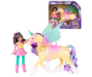 Unicorn Academy, Wing Magic AVA & Leaf, Bambola Snodabile da 11,4 Cm, 4+ | 7 Punti Di Articolazione, Sella e Briglia Rimovibili, Ali Con Magia Delle Piante, Scena Del Legame Magico