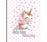 Unicorn and Pink Polka Dot Notebook, 100 pages, 7.5 x 9.25 inches, Paperback, Wide Ruled Lined, Fun Composition Notebook